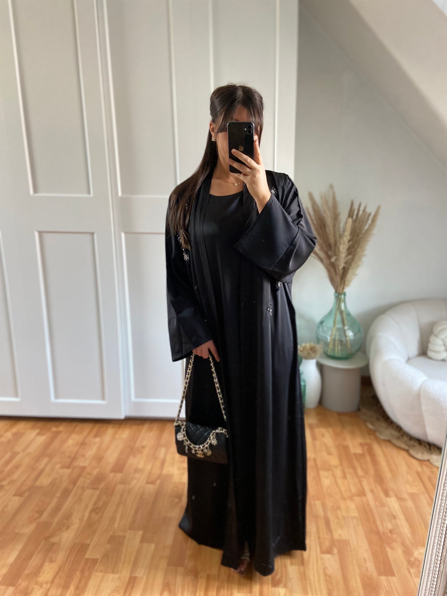{ Gamme premium } Abaya Dubaï sous robe + kimono | Noir | OMAN