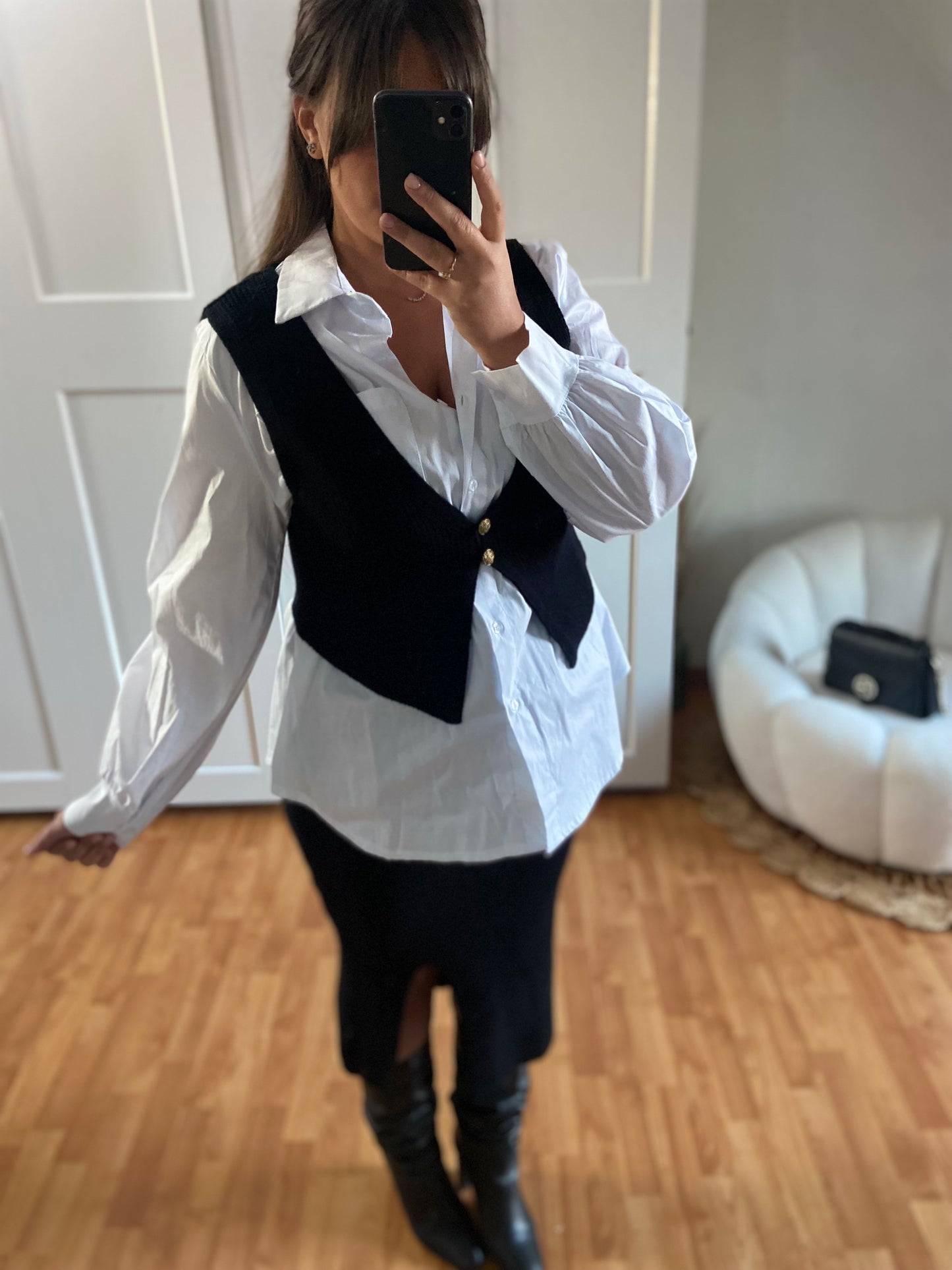 Ensemble en maille jupe + haut | Noir | LISA
