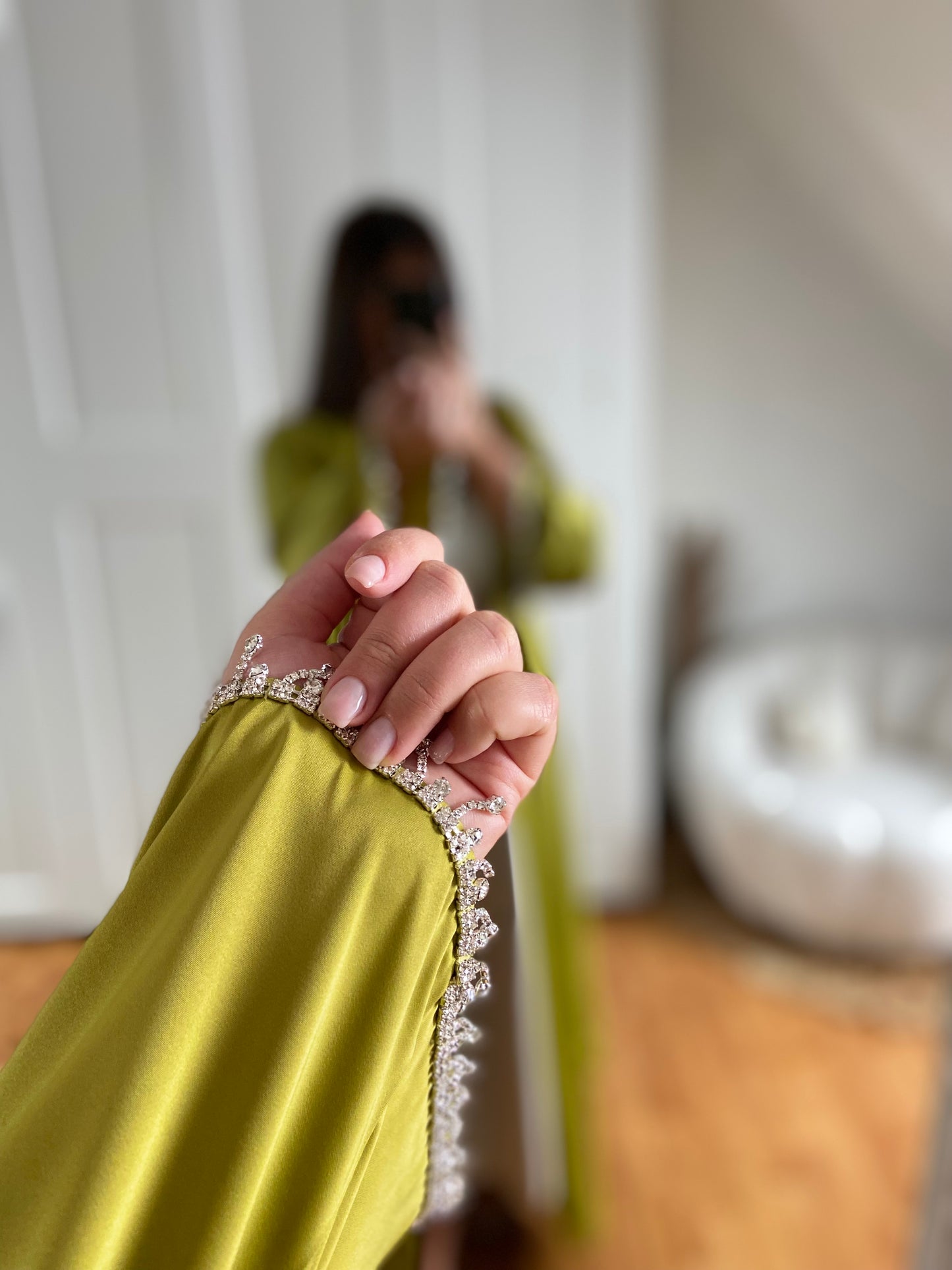 Kimono bijoux abaya | Olive | Diamond