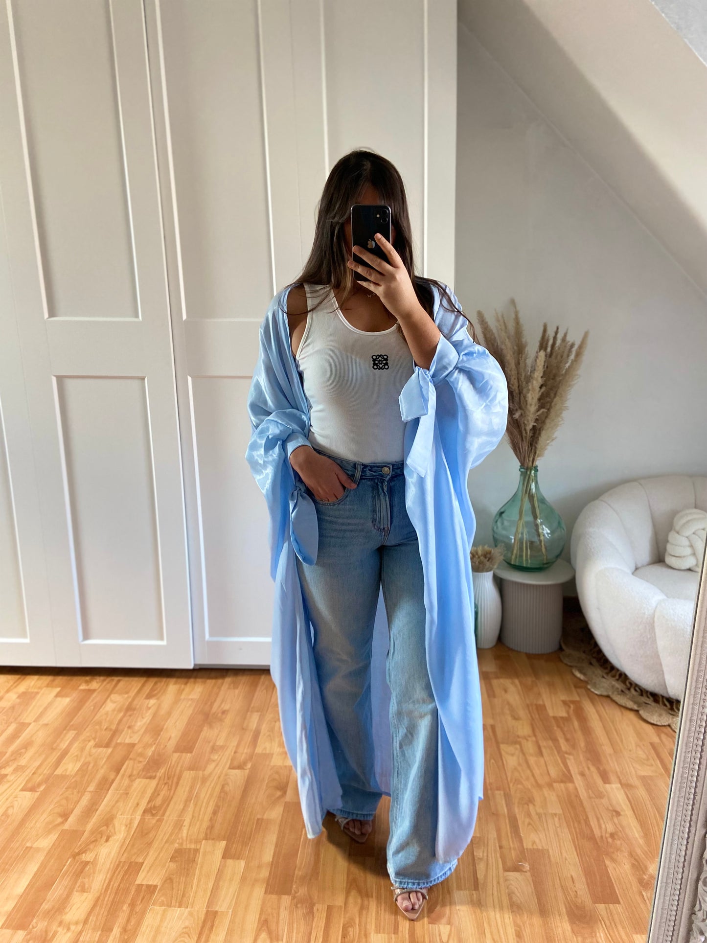 Kimono brillant | Bleu ciel | EMIRATI