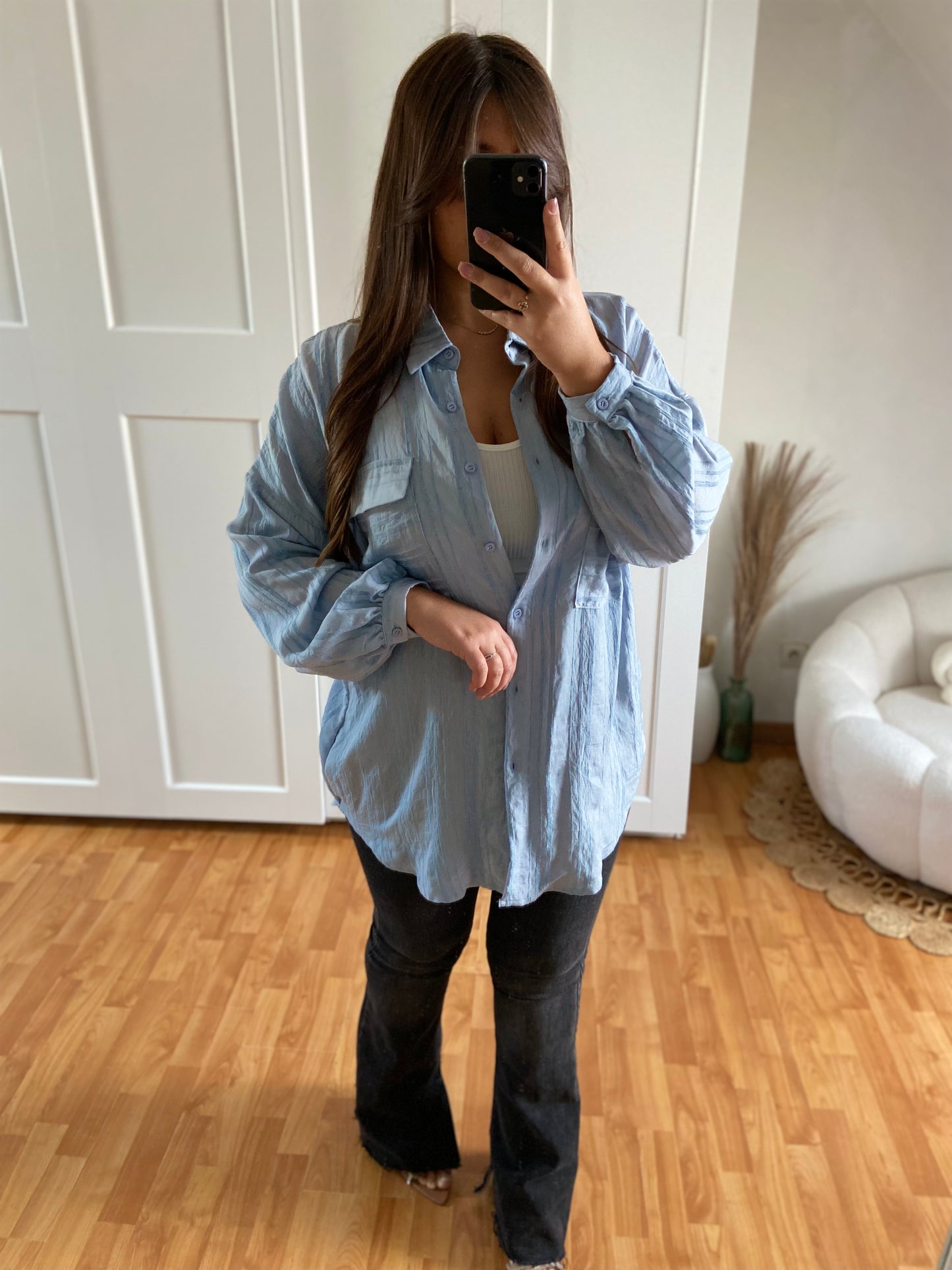 Chemise longue oversize | Bleu clair | FANY