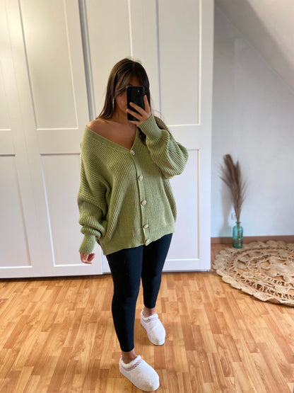 Gilet bijoux strass | Vert olive | SABRINE