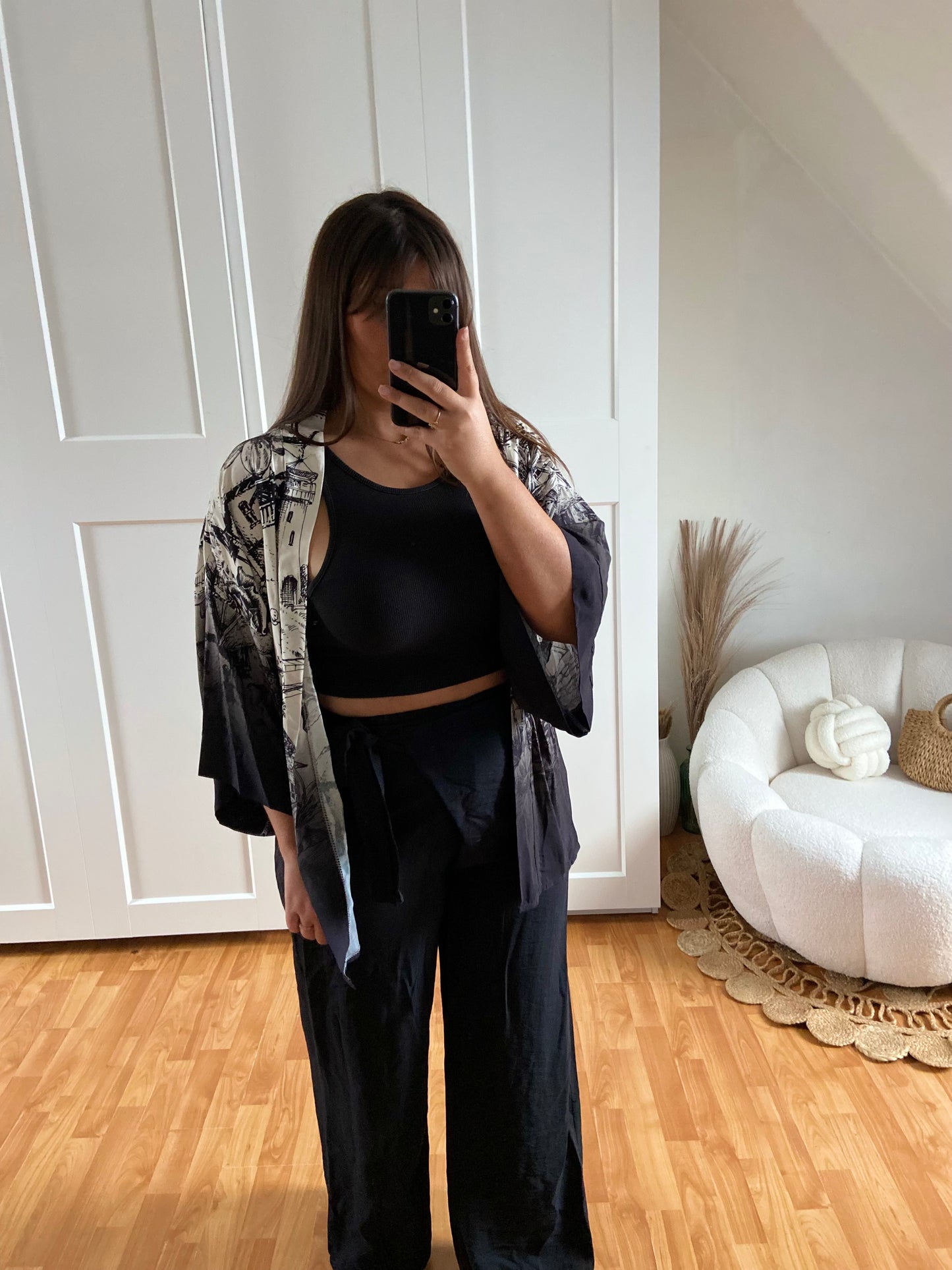 Ensemble kimono & pantalon | Noir | CLAUDIA