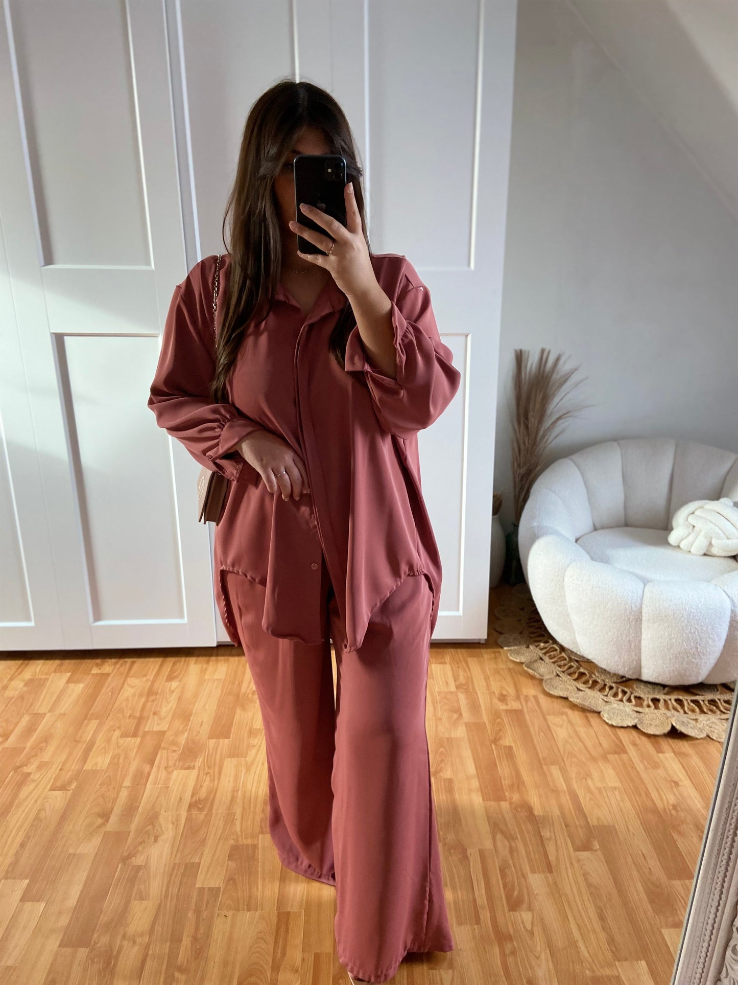 Ensemble en soie de Medine chemise large & Pantalon | Parme | LAYAN