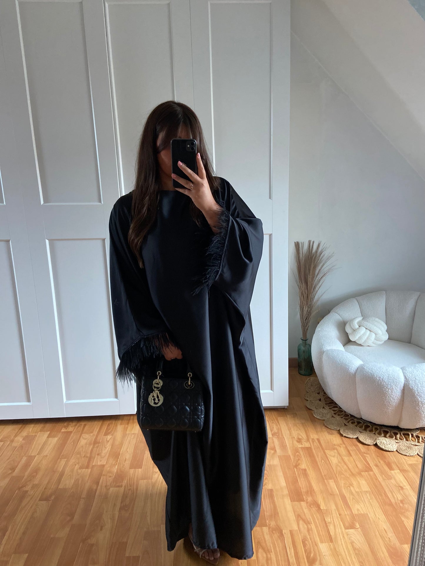 Abaya plume | Noir | JADE