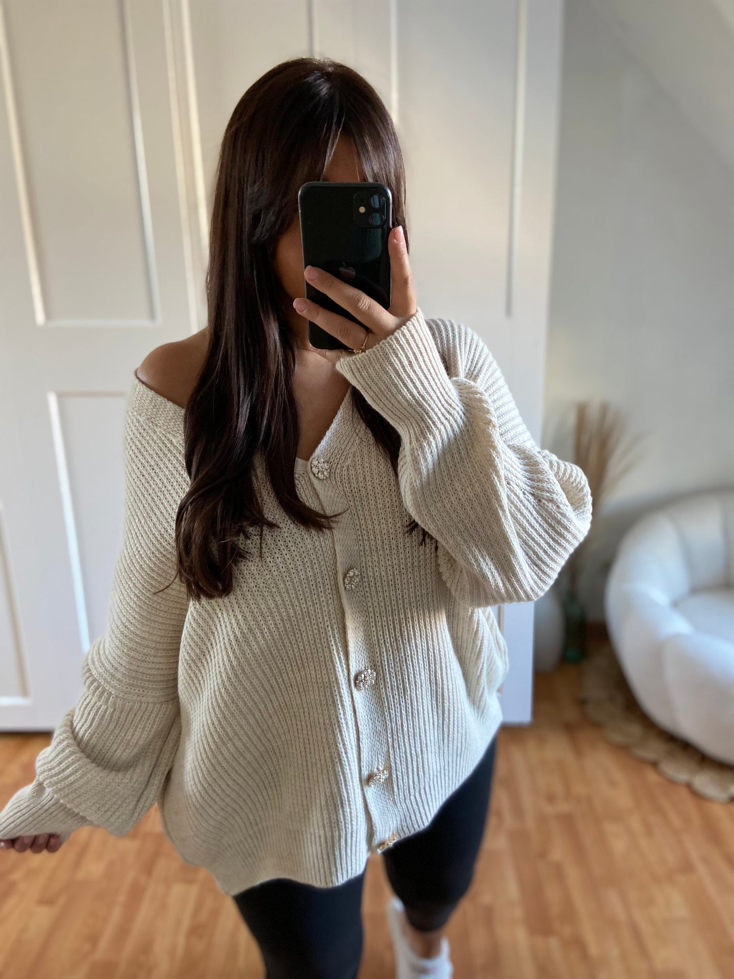 Gilet bijoux strass | Beige | SABRINE