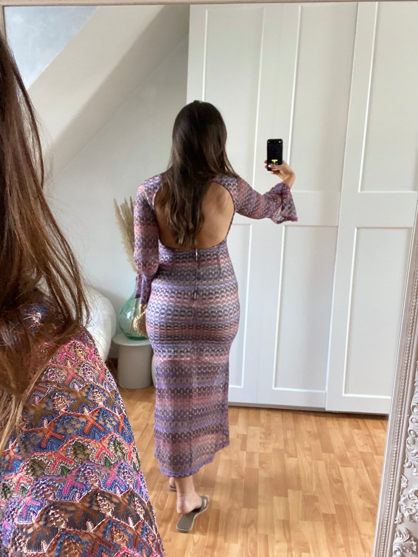 Robe moulante manche évasée | Rose & Mauve| EMMA