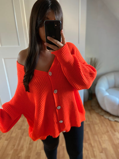 Gilet bijoux strass | Orange | SABRINE