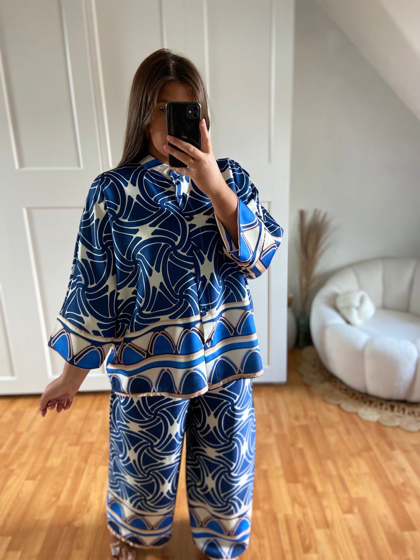 Ensemble fluide chemise + Palazzo | Bleu Marine | ESME