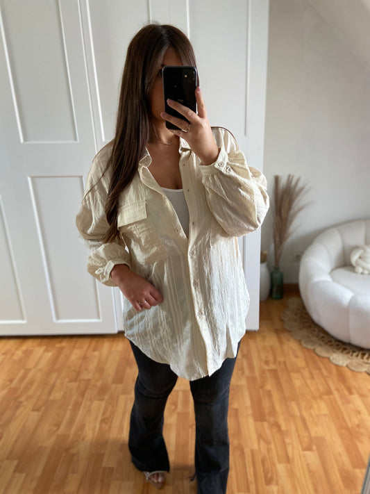 Chemise longue oversize | Beige | FANY