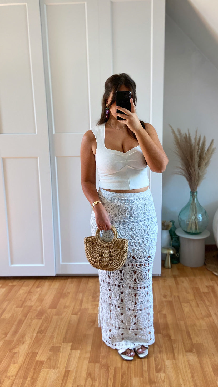 Jupe en maille | Blanc | YUME