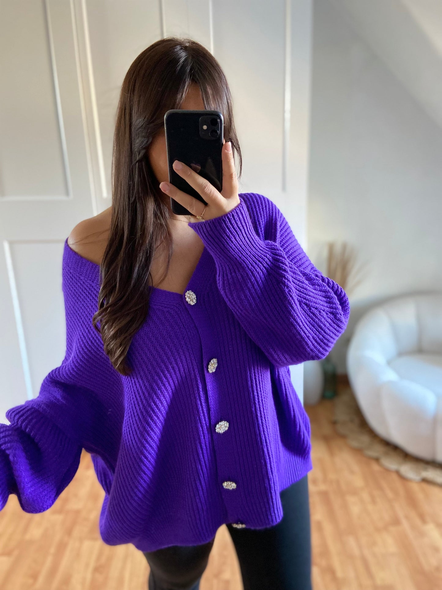 Gilet bijoux strass | Violet | SABRINE