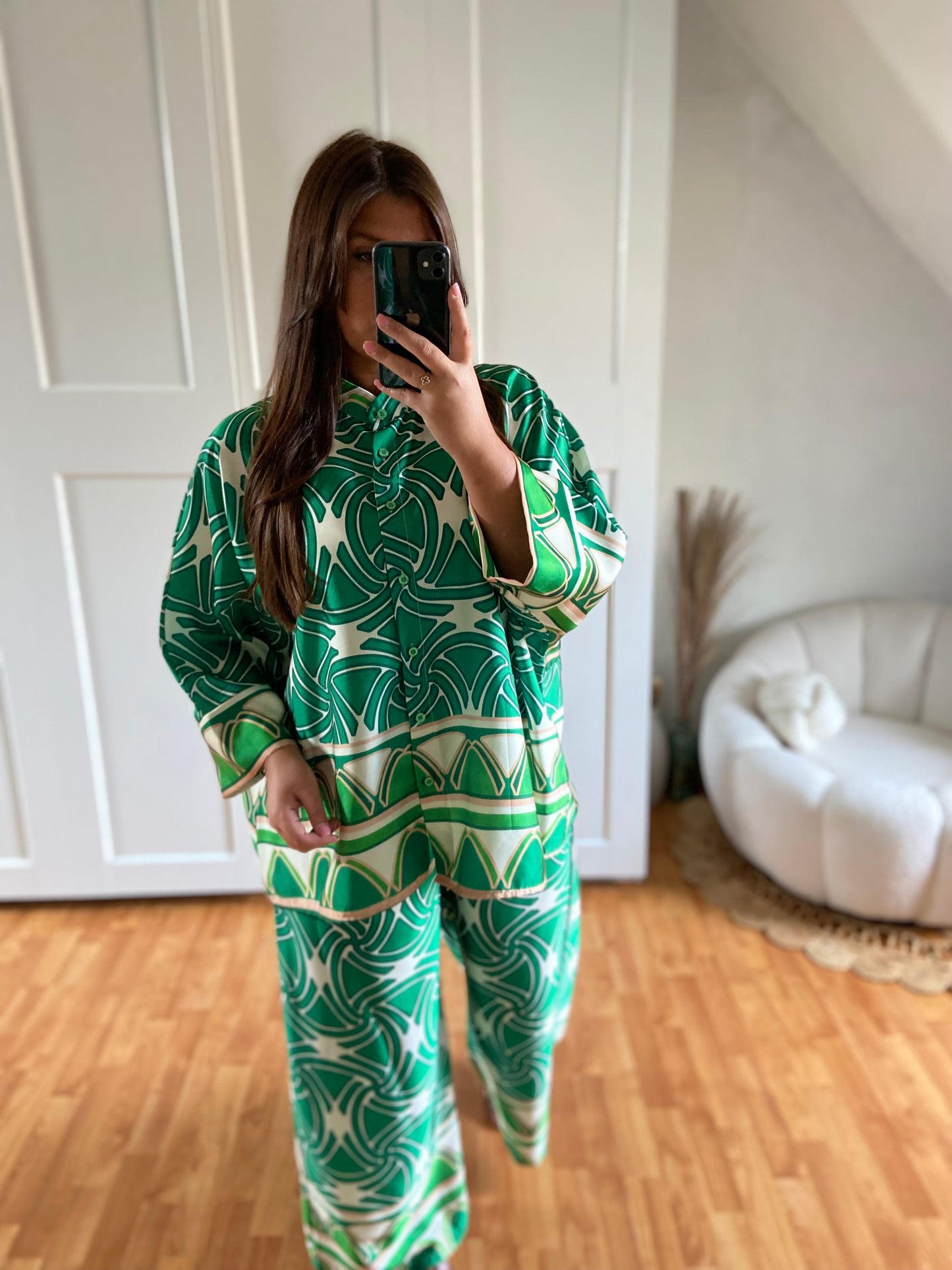 Ensemble fluide chemise + Palazzo | Vert Gucci | ESME