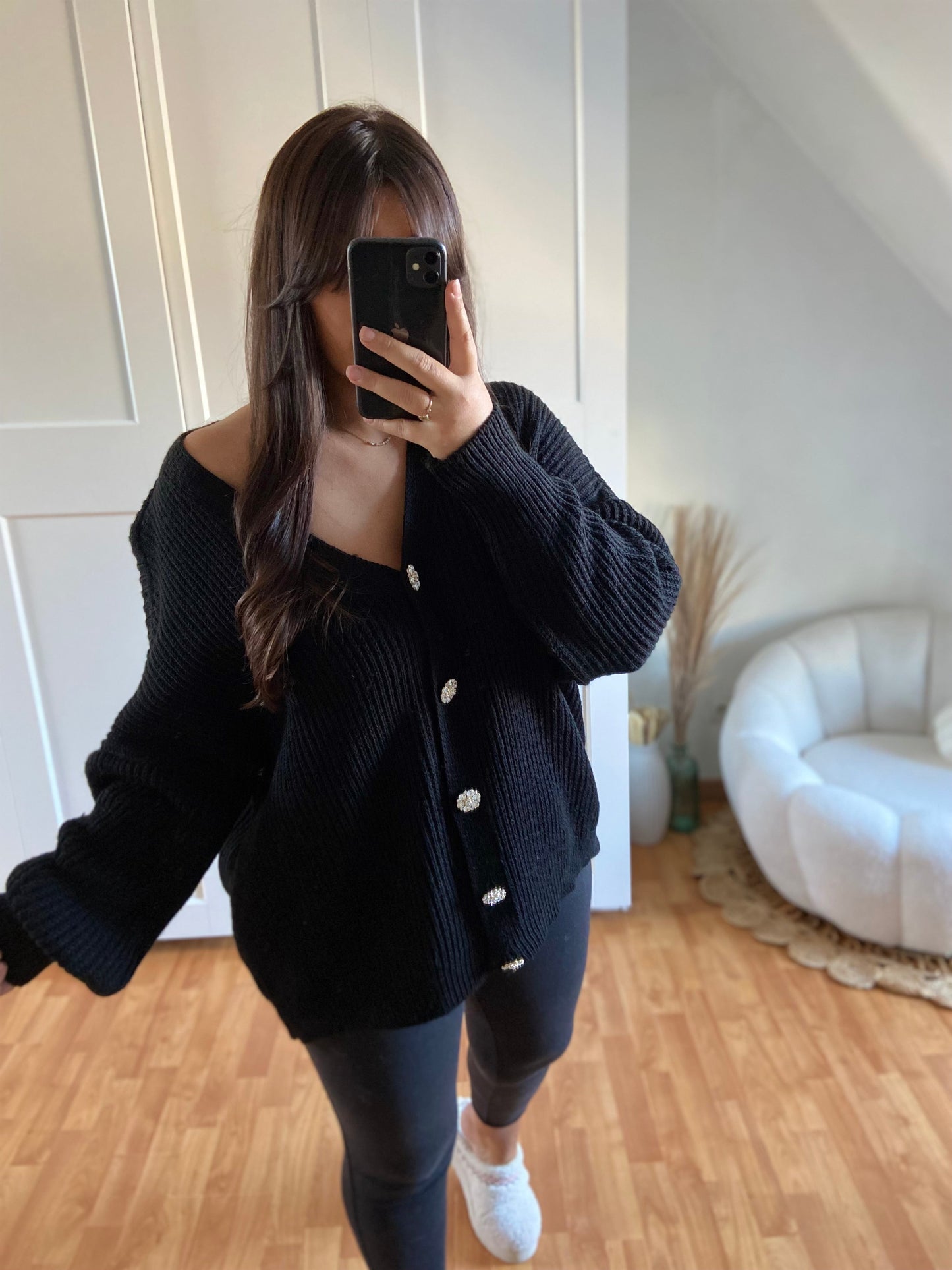 Gilet bijoux strass | Noir | SABRINE