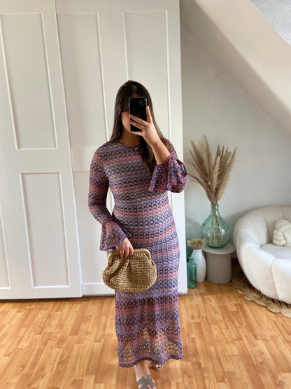 Robe moulante manche évasée | Rose & Mauve| EMMA
