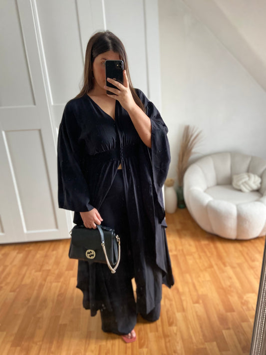 Ensemble kimono papillon + Palazzo | FLYY | Noir