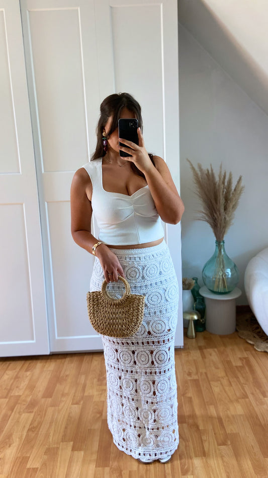 Jupe en maille | Blanc | YUME