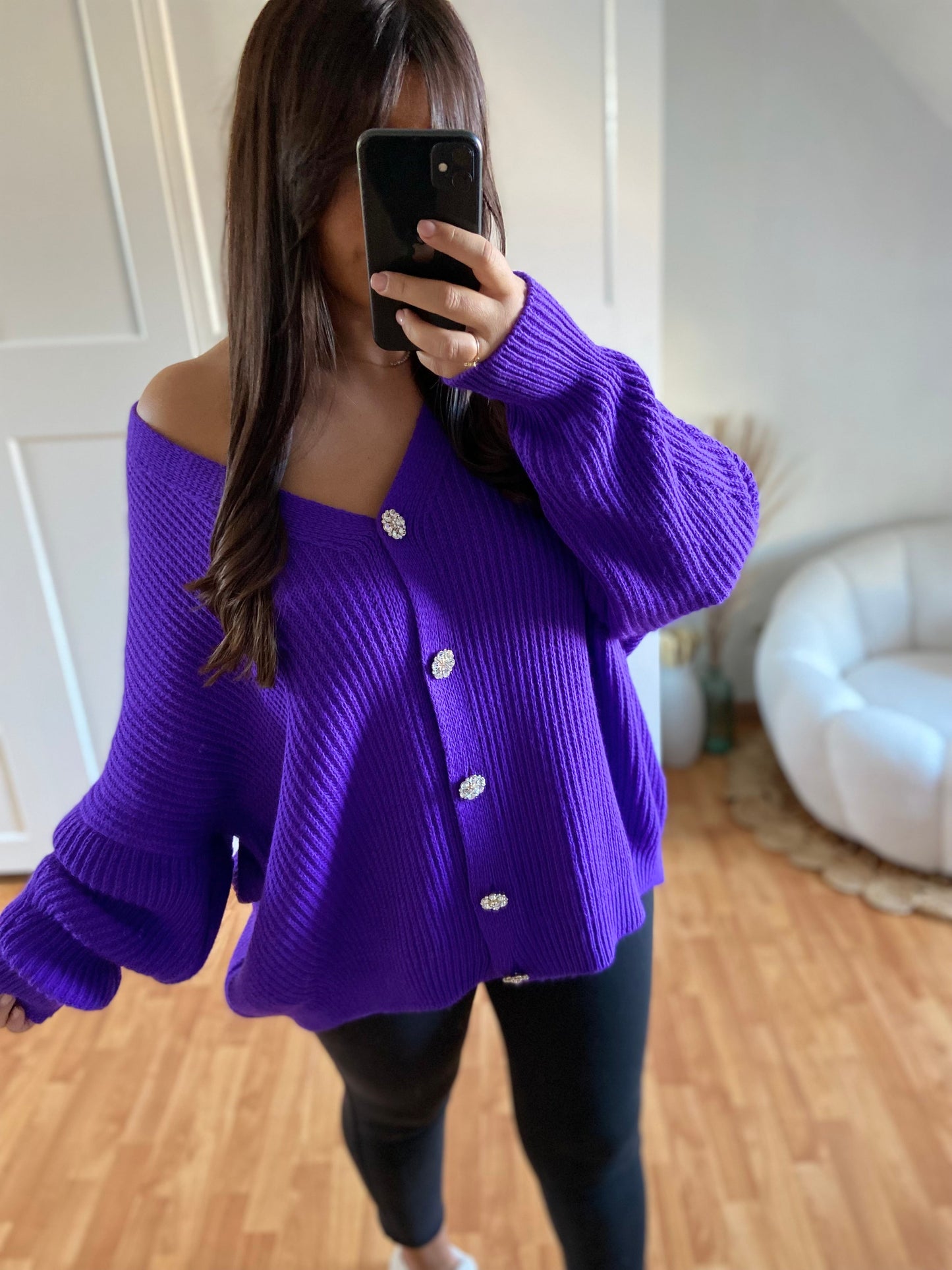 Gilet bijoux strass | Violet | SABRINE