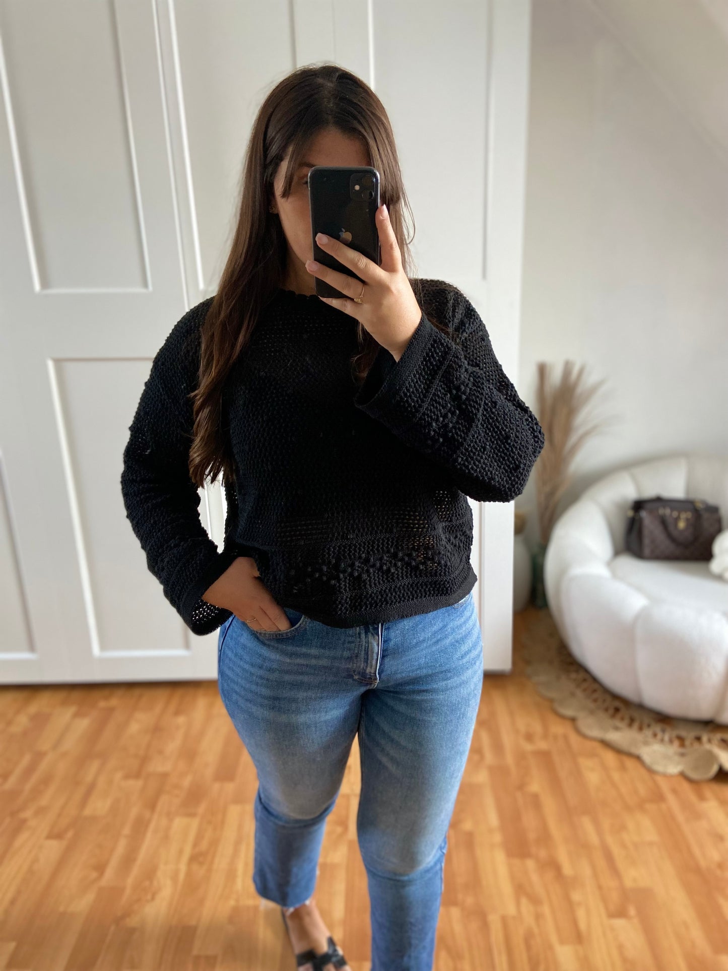 Pull fin en maille | Noir | ESTELLA