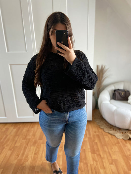 Pull fin en maille | Noir | ESTELLA