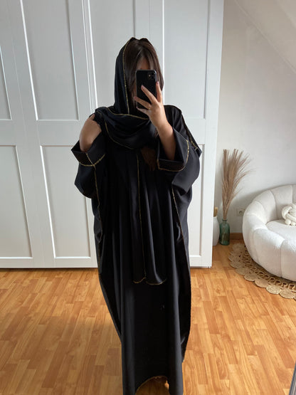 Abaya avec voile brillant | Noir | CAMILA