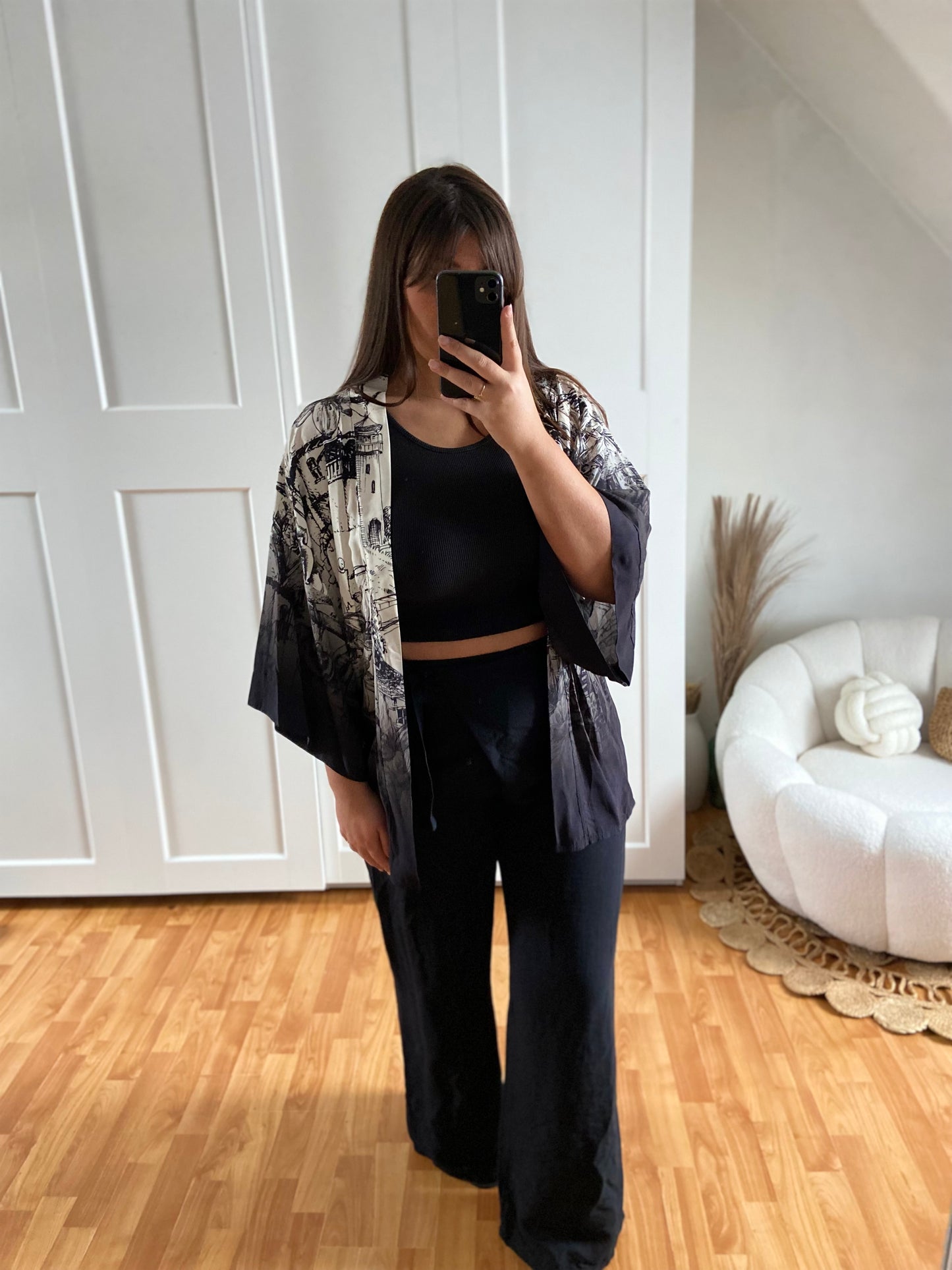 Ensemble kimono & pantalon | Noir | CLAUDIA