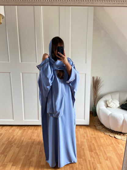 Abaya avec voile brillant | Bleu | CAMILA