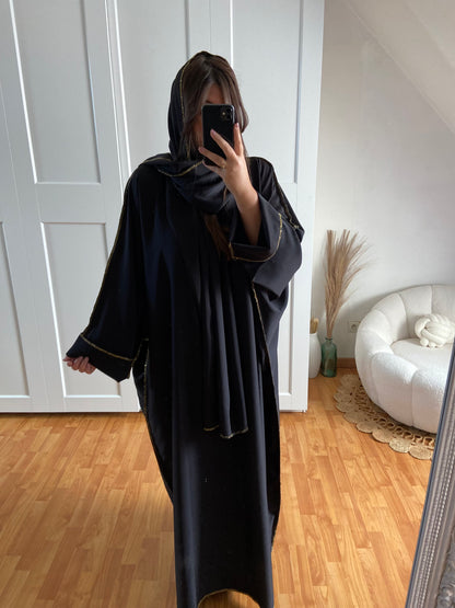 Abaya avec voile brillant | Noir | CAMILA