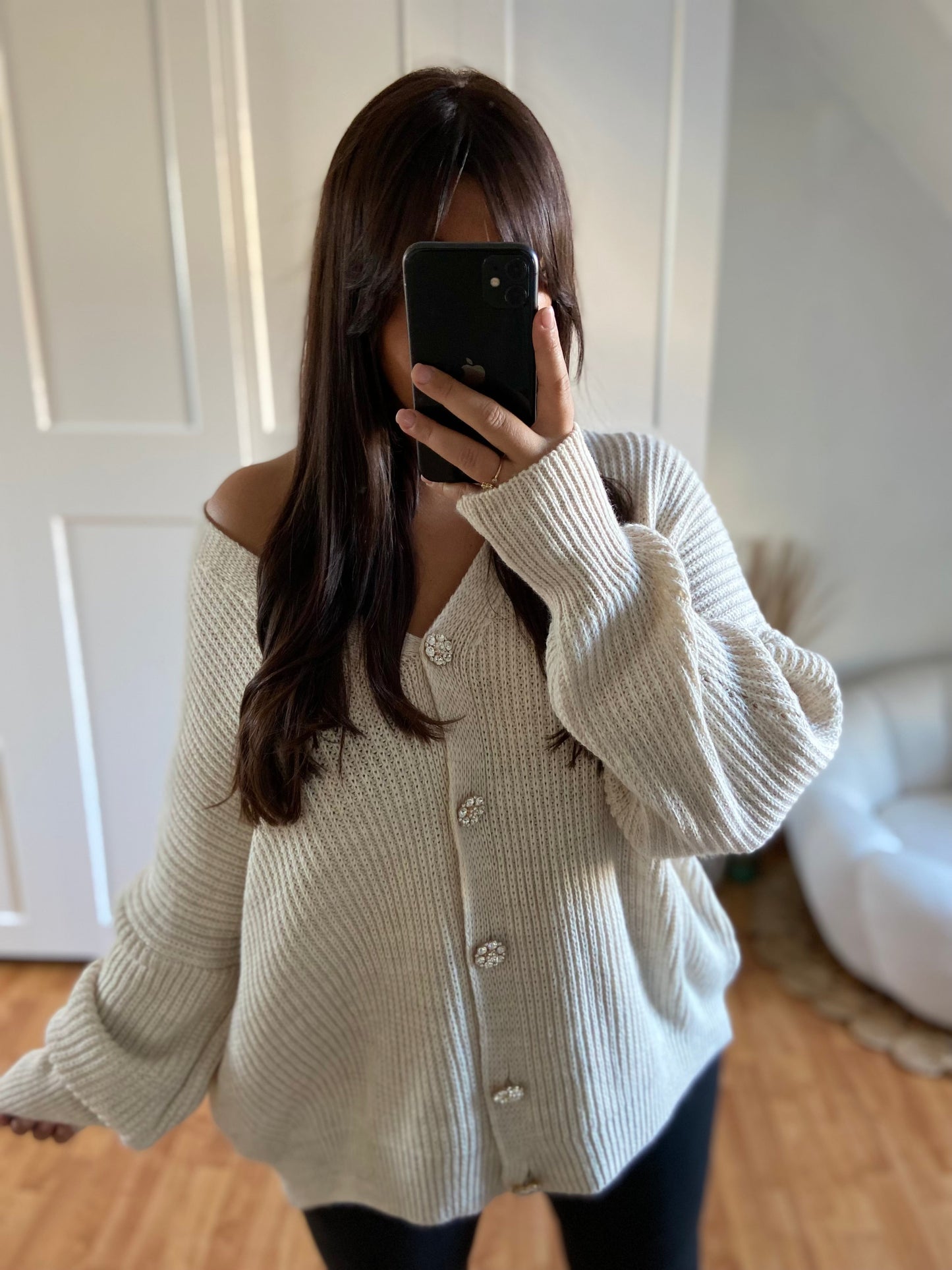 Gilet bijoux strass | Beige | SABRINE