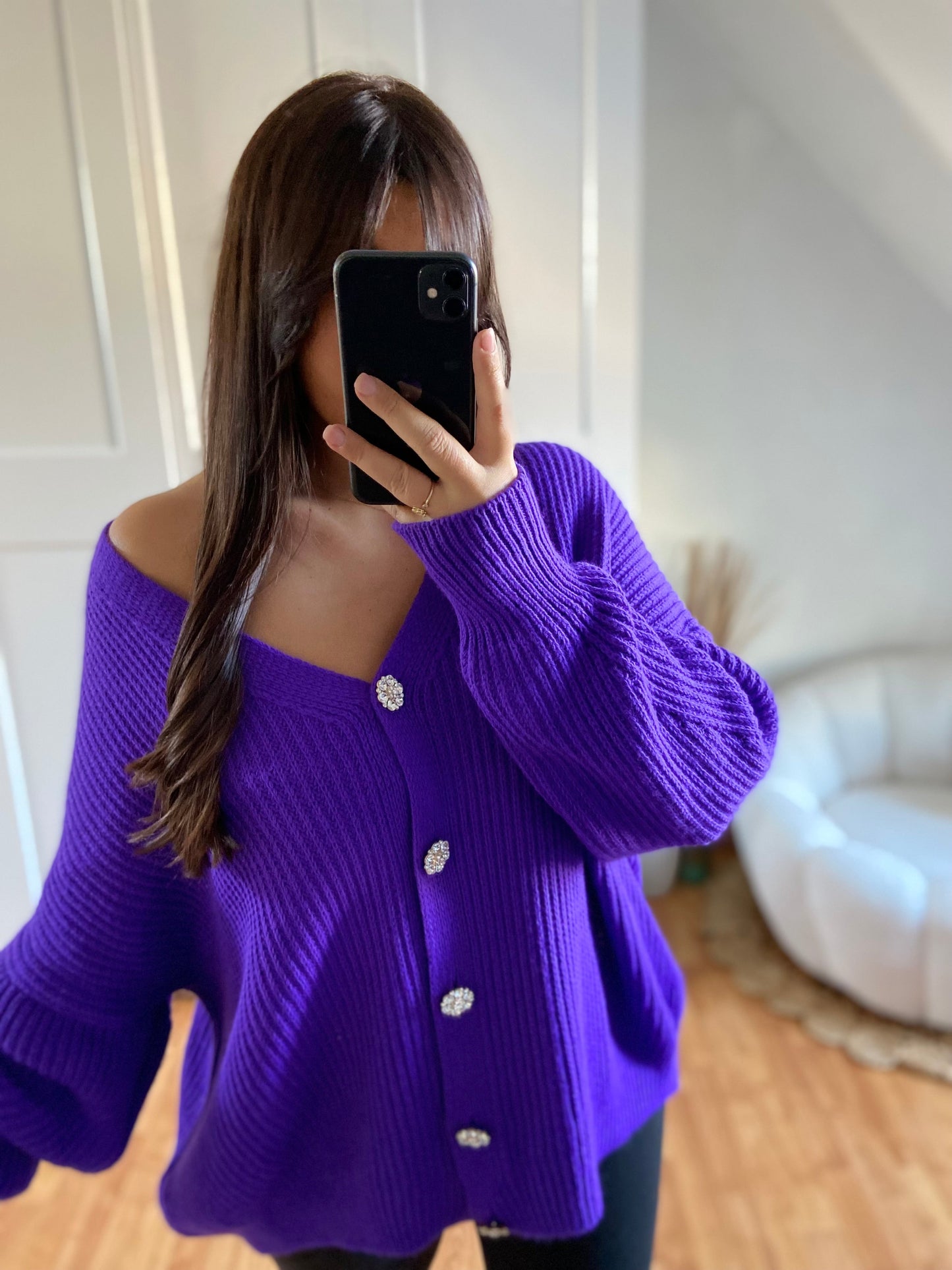 Gilet bijoux strass | Violet | SABRINE