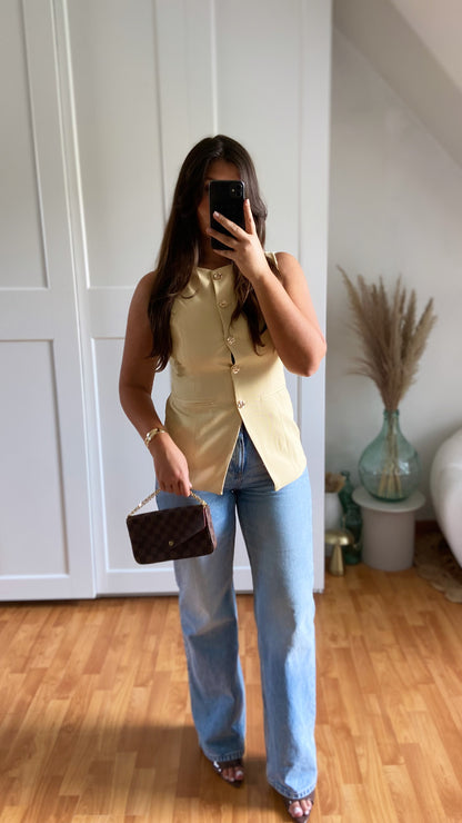 Veste sans manche bouton | Jaune | ISIL