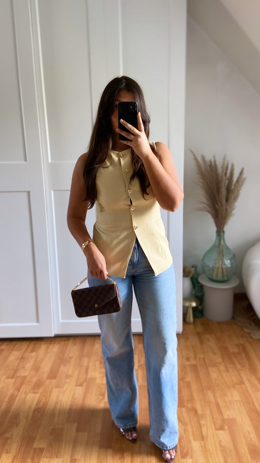 Veste sans manche bouton | Jaune | ISIL