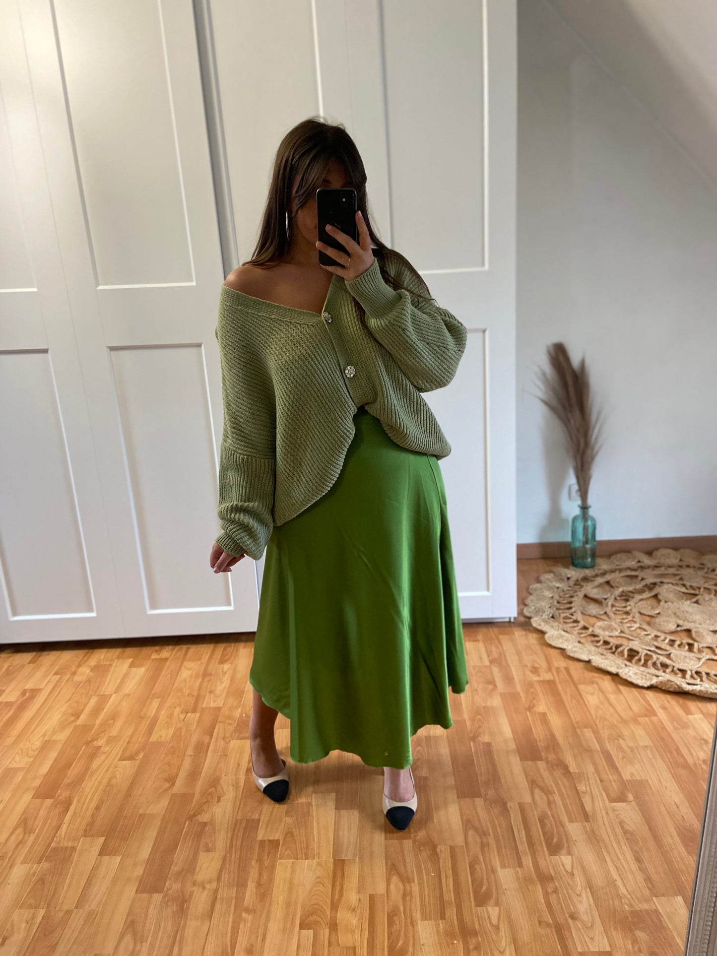 Gilet bijoux strass | Vert olive | SABRINE