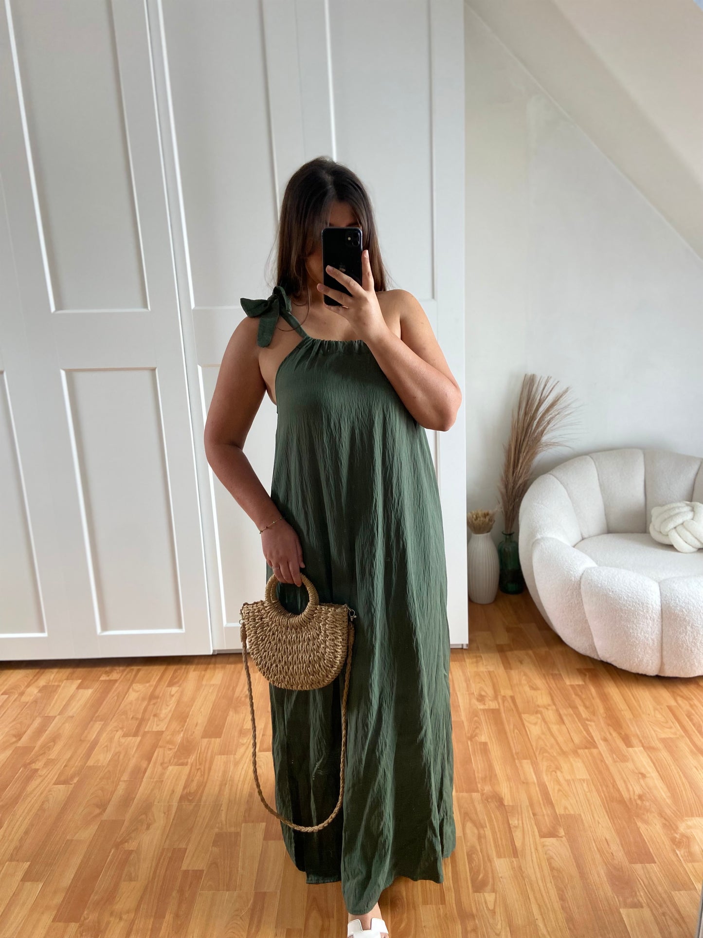 Robe effet lin asymétrique | MIYA | Kaki