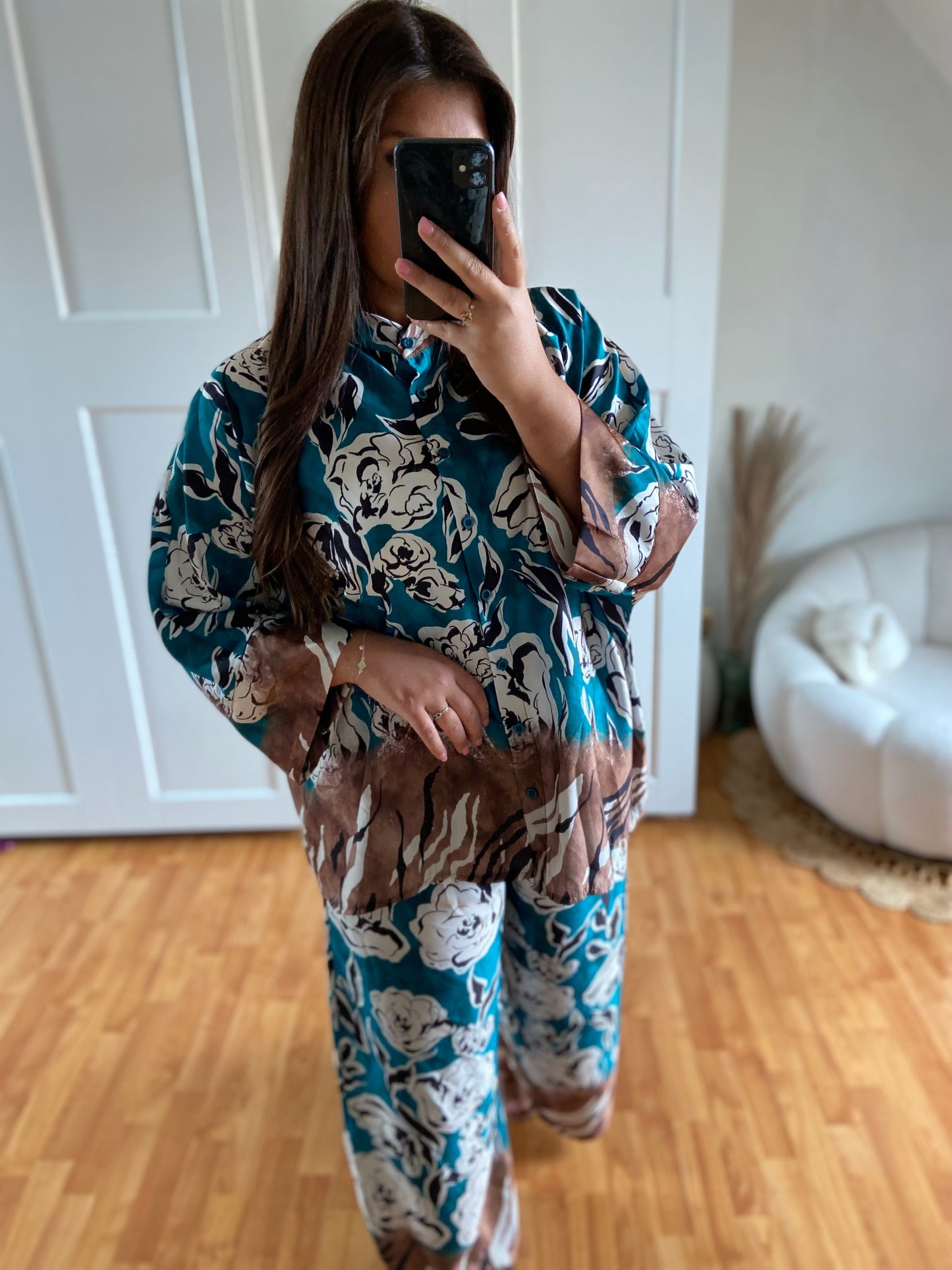 Ensemble chemise + Palazzo | Bleu | LORIE