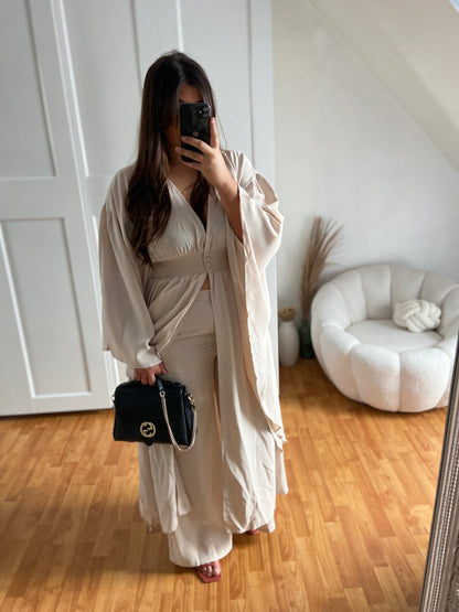 Ensemble kimono papillon + Palazzo | FLYY | Beige