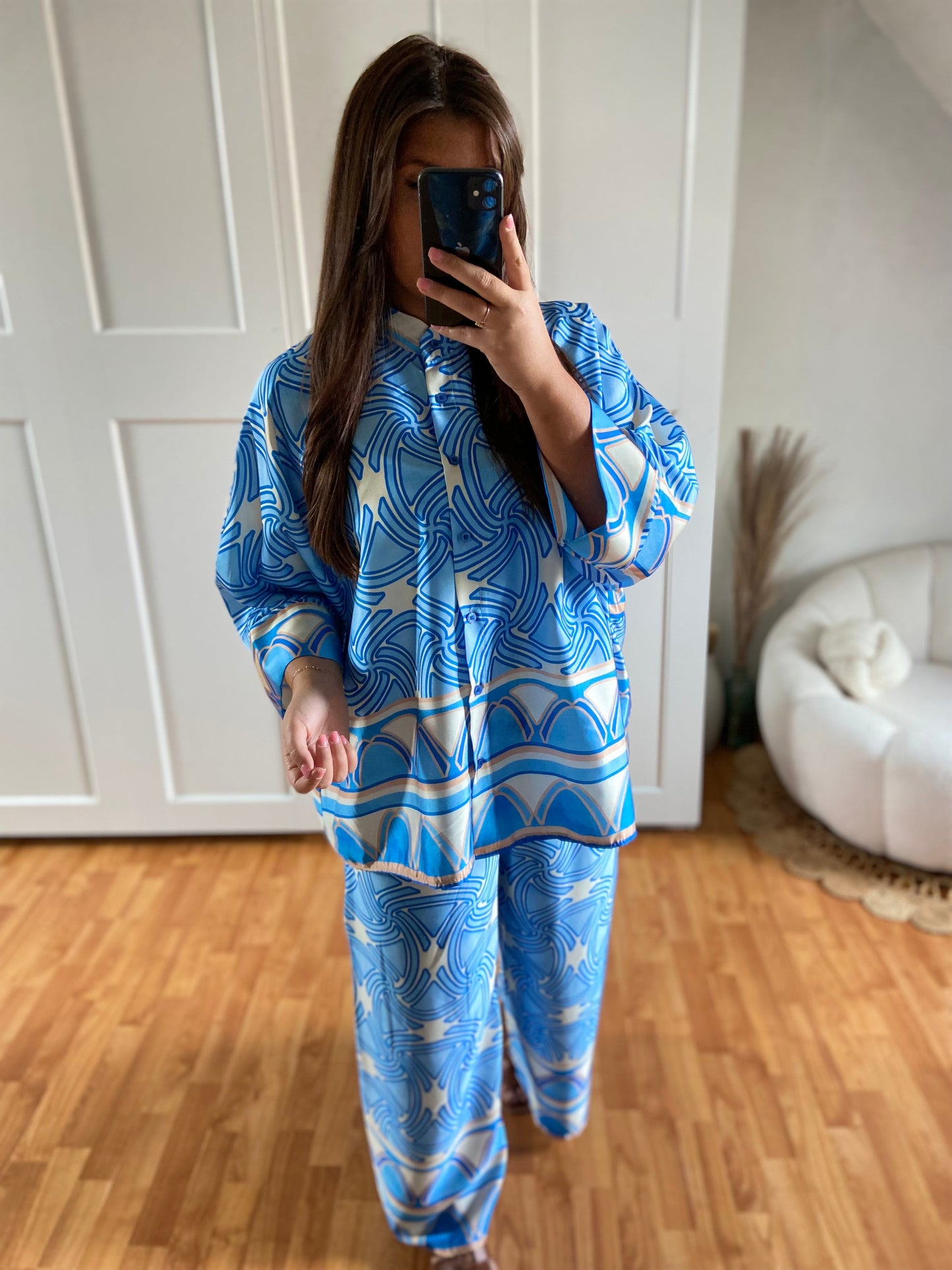 Ensemble fluide chemise + Palazzo | Bleu ciel | ESME