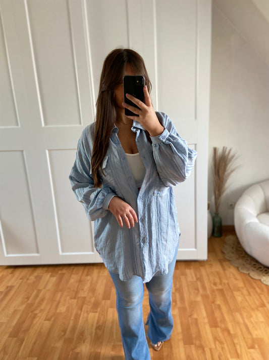 Chemise longue oversize | Bleu clair | FANY