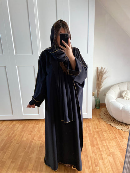 Abaya avec voile brillant | Noir | CAMILA