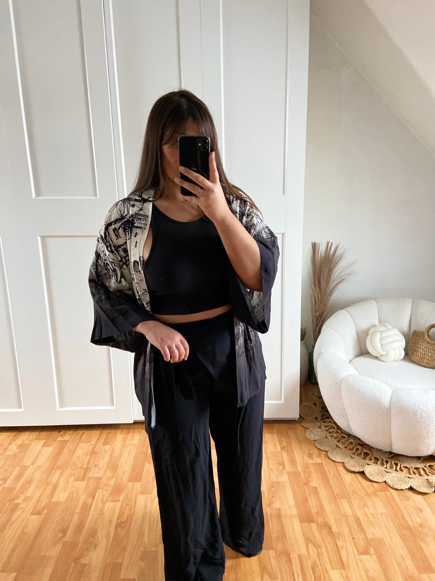 Ensemble kimono & pantalon | Noir | CLAUDIA