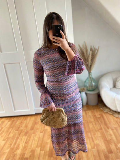 Robe moulante manche évasée | Rose & Mauve| EMMA