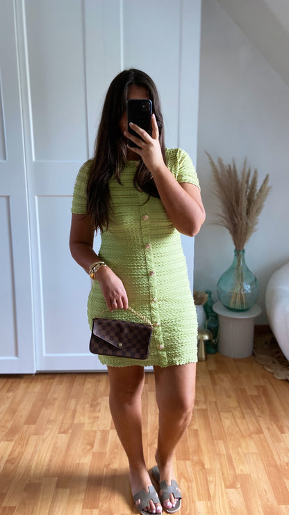 Robe courte maille boutonnée | Vert | ZÉLIA