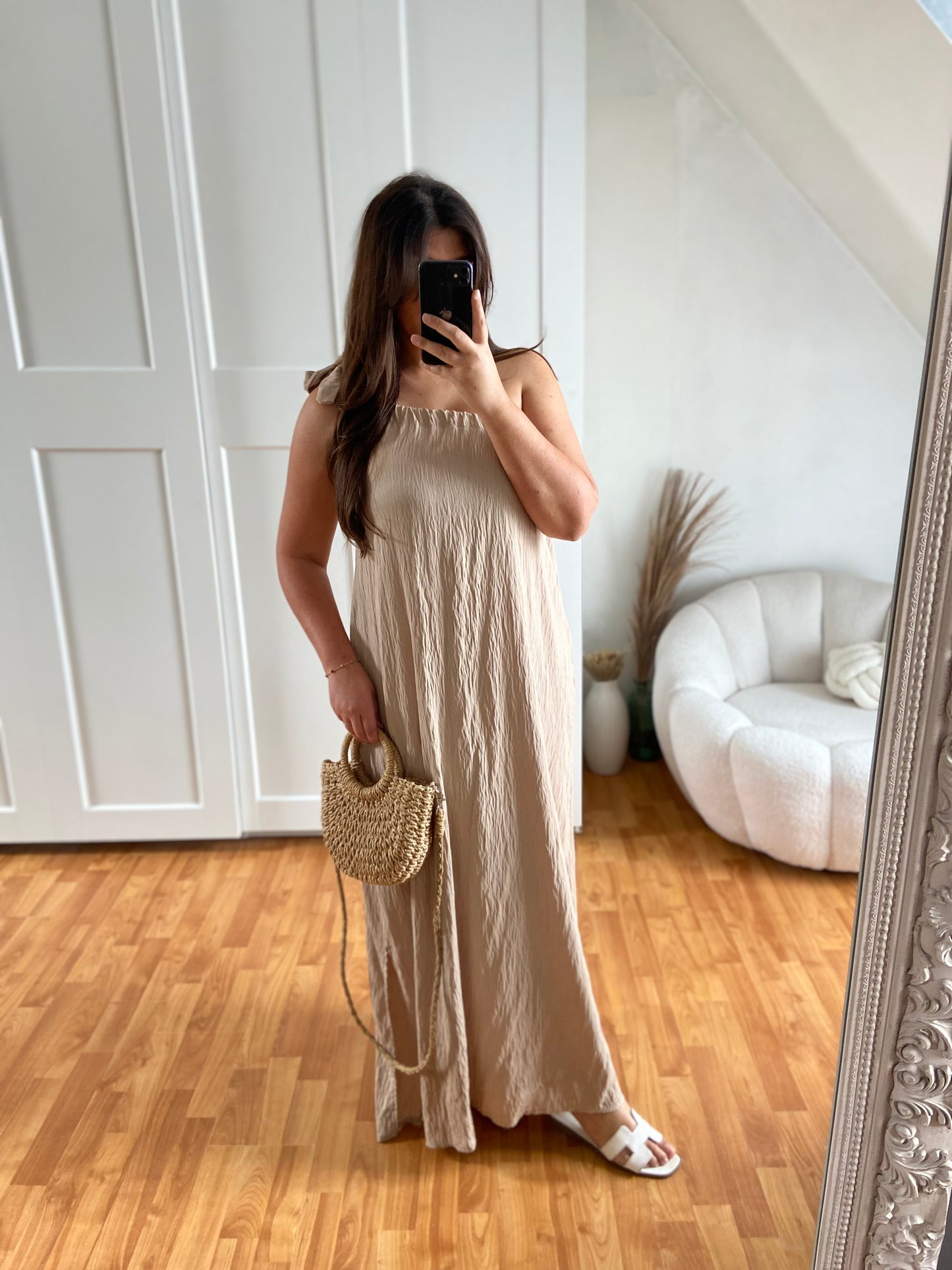 Robe effet lin asymétrique | MIYA | Beige