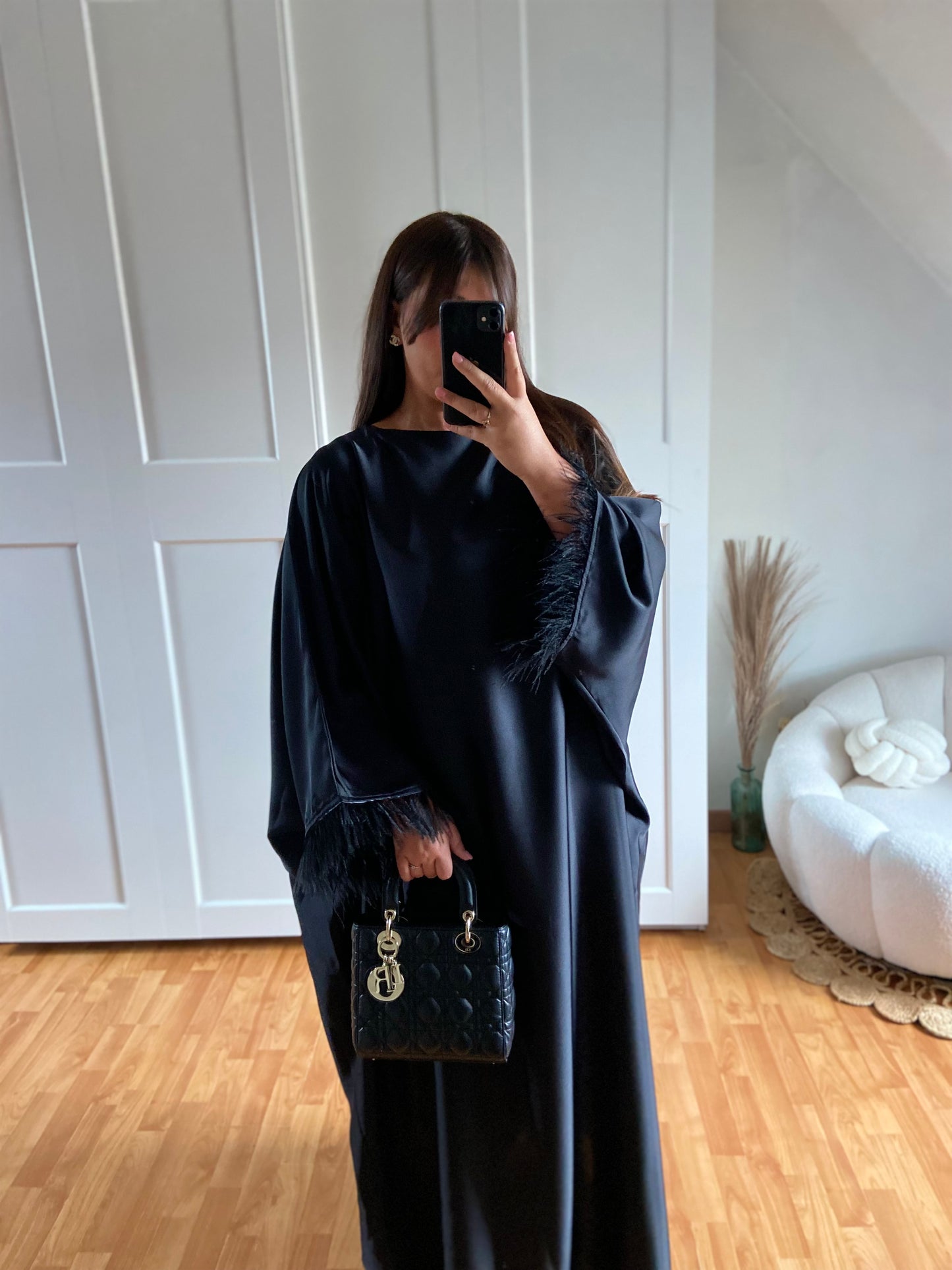 Abaya plume | Noir | JADE