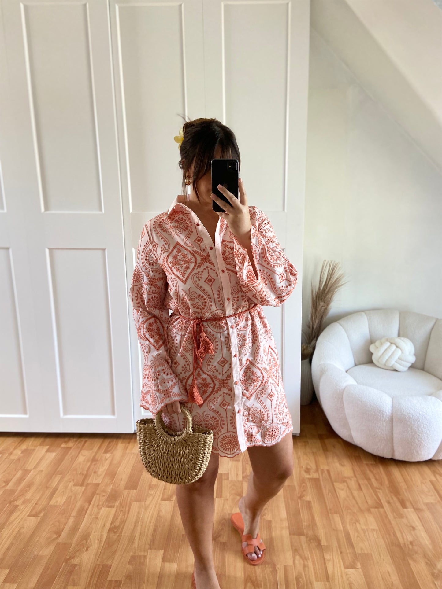 Robe manche evasée | Orange | LEA