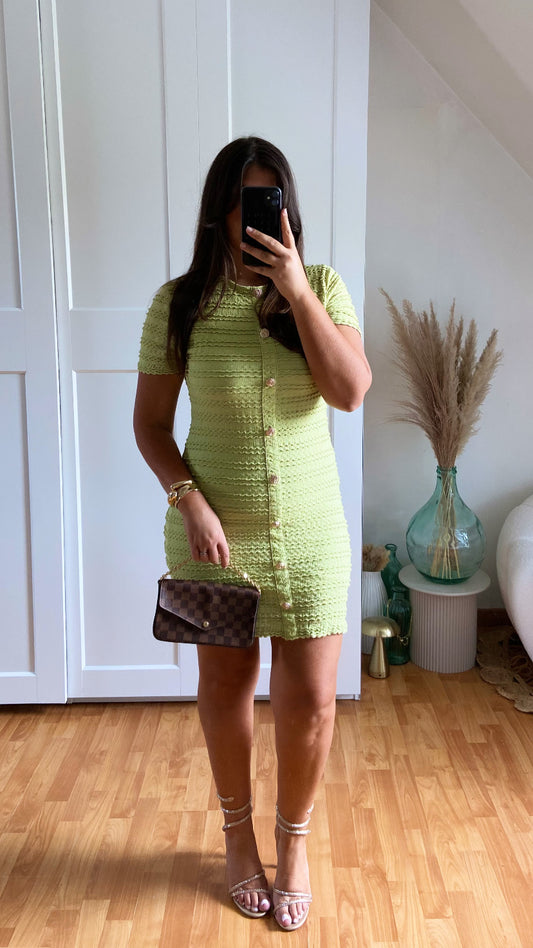 Robe courte maille boutonnée | Vert | ZÉLIA