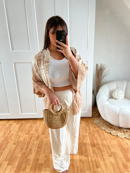 Ensemble kimono & pantalon | Beige | CLAUDIA