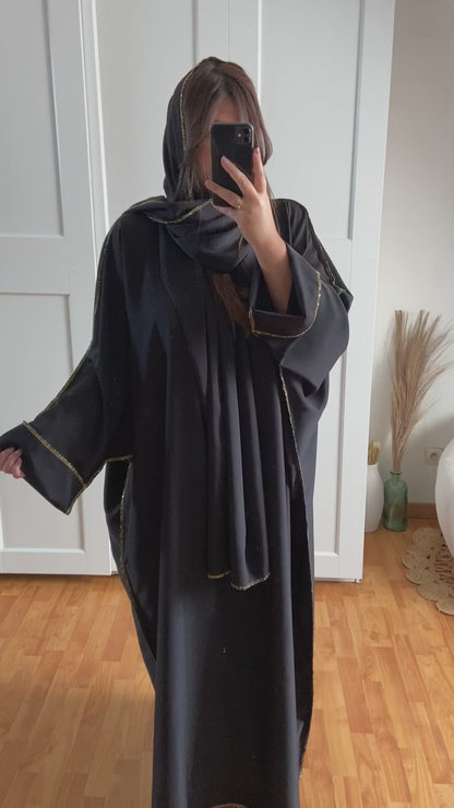 Abaya avec voile brillant | Noir | CAMILA