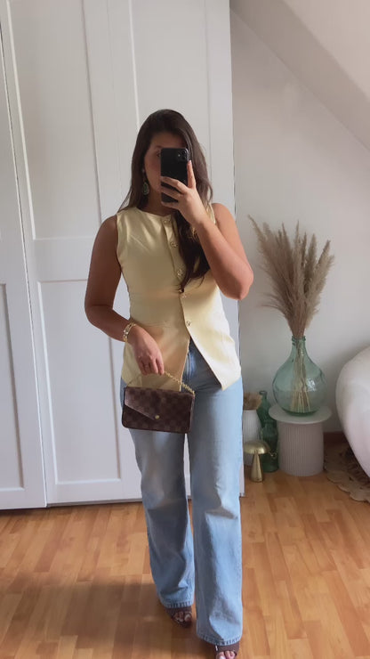 Veste sans manche bouton | Jaune | ISIL