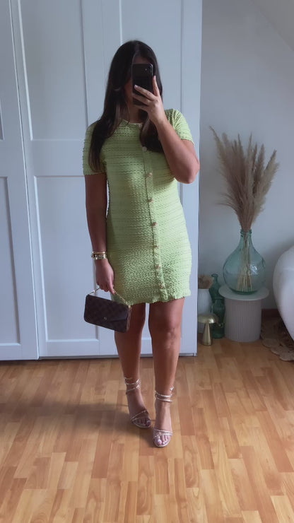 Robe courte maille boutonnée | Vert | ZÉLIA